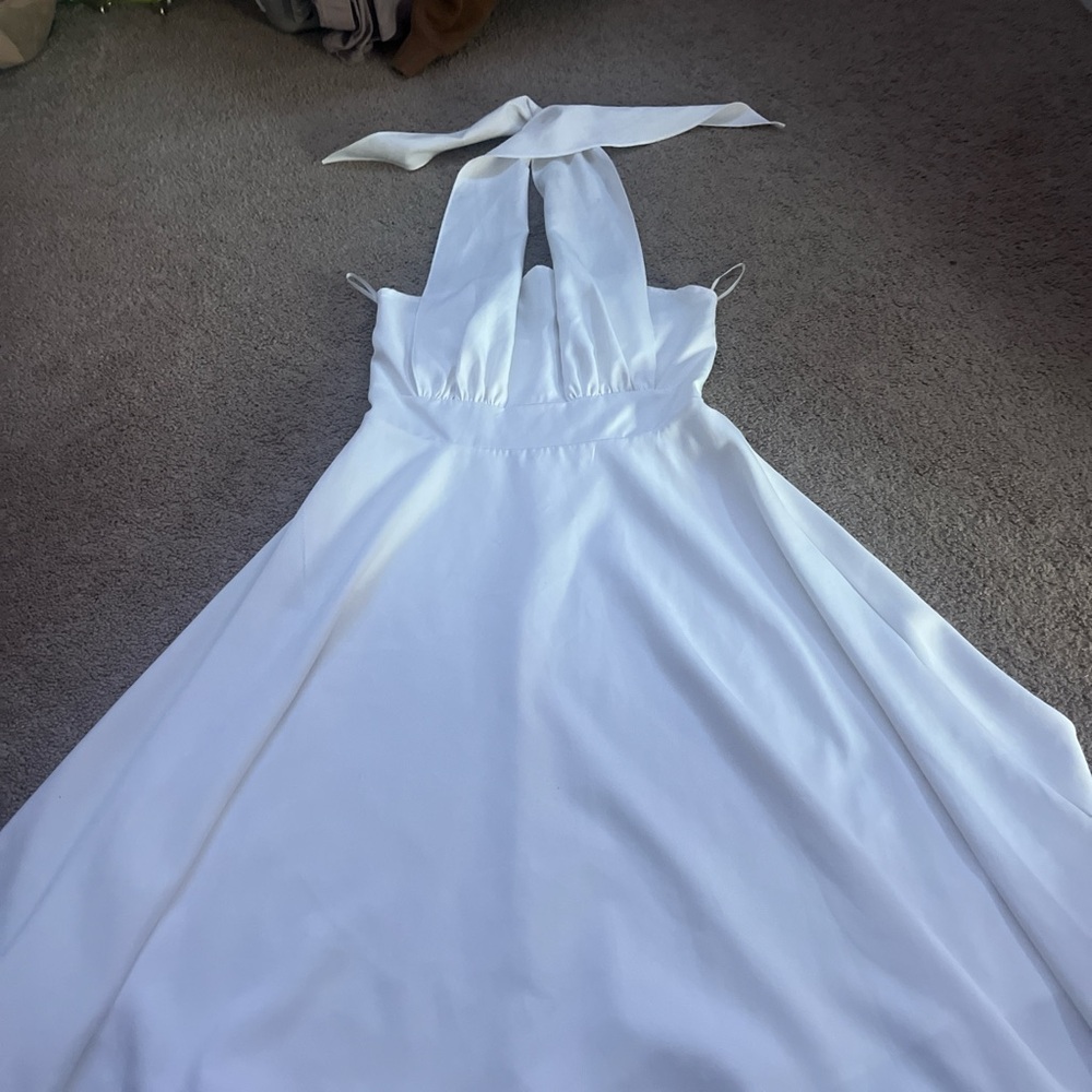 Amazon White Backless Halter Dress